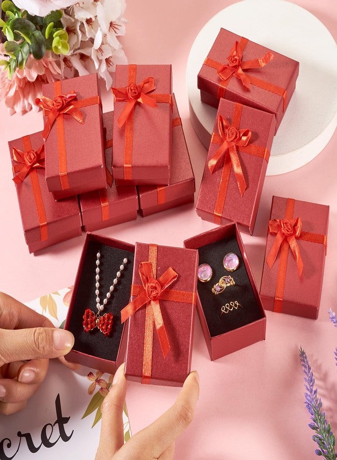 Craftdady علب هدايا مجوهرات كرافتدادي حمراء لعيد الميلاد، علب أقراط وأساور وقلائد، مصنوعة من الكرتون، 3.15 بوصة × 2 بوصة × 1 بوصة، 12 قطعة، علب تخزين مجوهرات مستطيلة مزينة بفيونكة وإسفنج، مثالية لحفلات الزفاف - Image 5